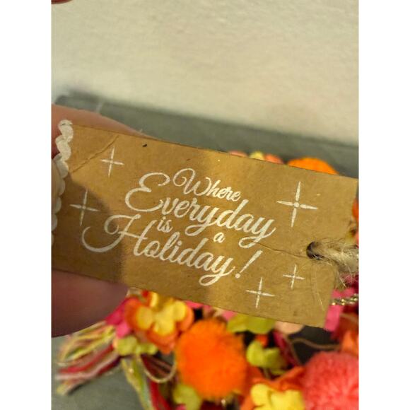 NWT GLITTERVILLE Wall Hanging Mobile with Flowers and Pom Poms NWT - Picture 6 of 6